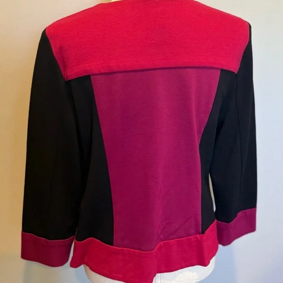 Ruby Rd. Zip Front Colorblock Blazer Size 14 Petite - Picture 5 of 6